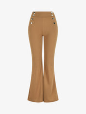 Pantalon fluide à fermeture stylisée - Camel - 1