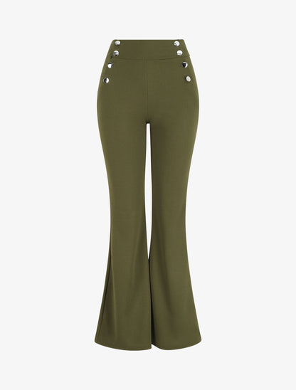 Pantalon fluide à fermeture stylisée - Kaki - 5