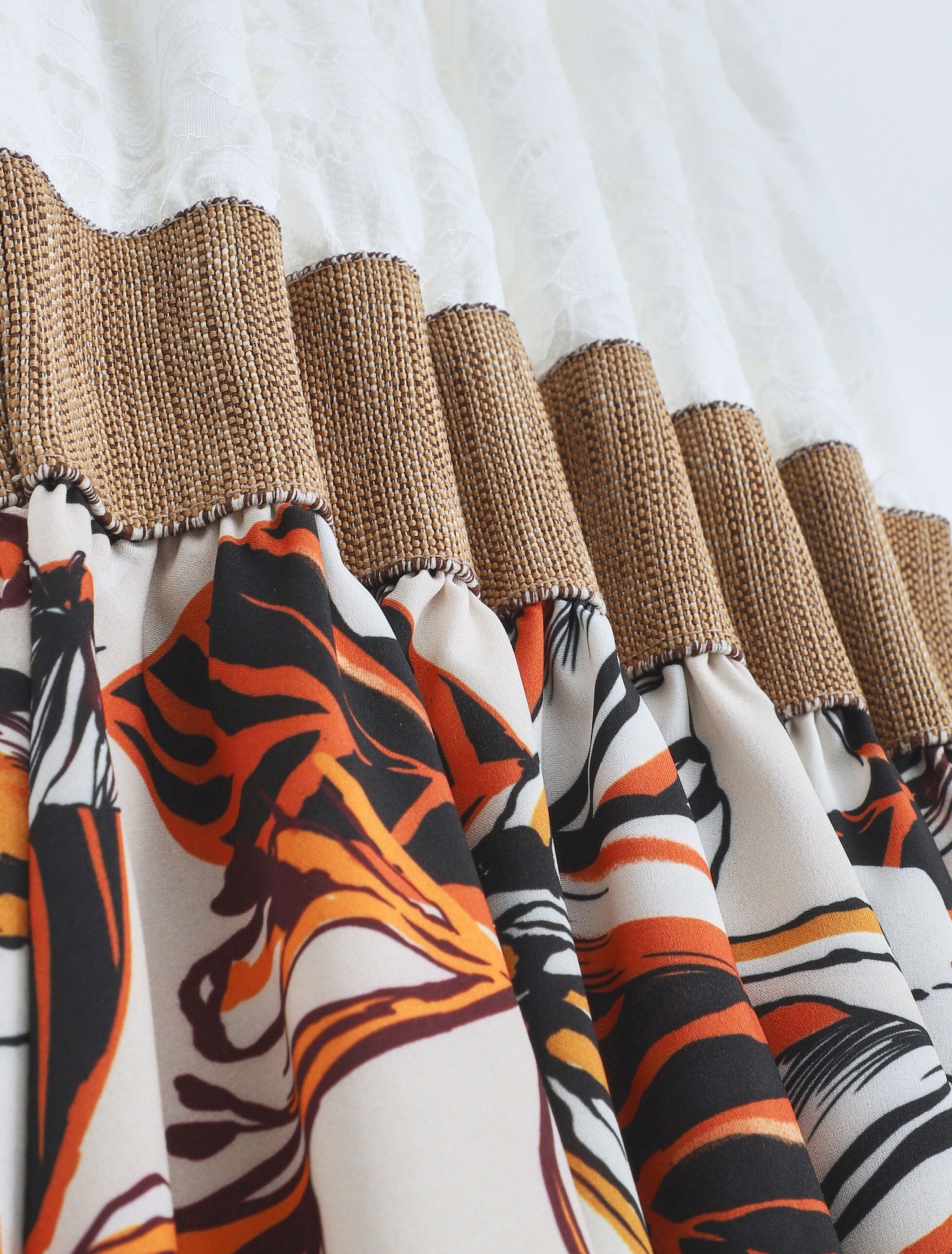 Robe imprimé fleuri à bustier en dentelle - Beige - 3