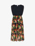 Robe longue sans manches en voile imprimé orchidées - Marine - 5