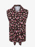 Chemise fleurie sans manches - Noir - 1