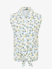 Chemise fleurie sans manches - Blanc - 5