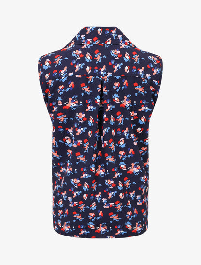 Chemise fleurie sans manches - Marine - 2