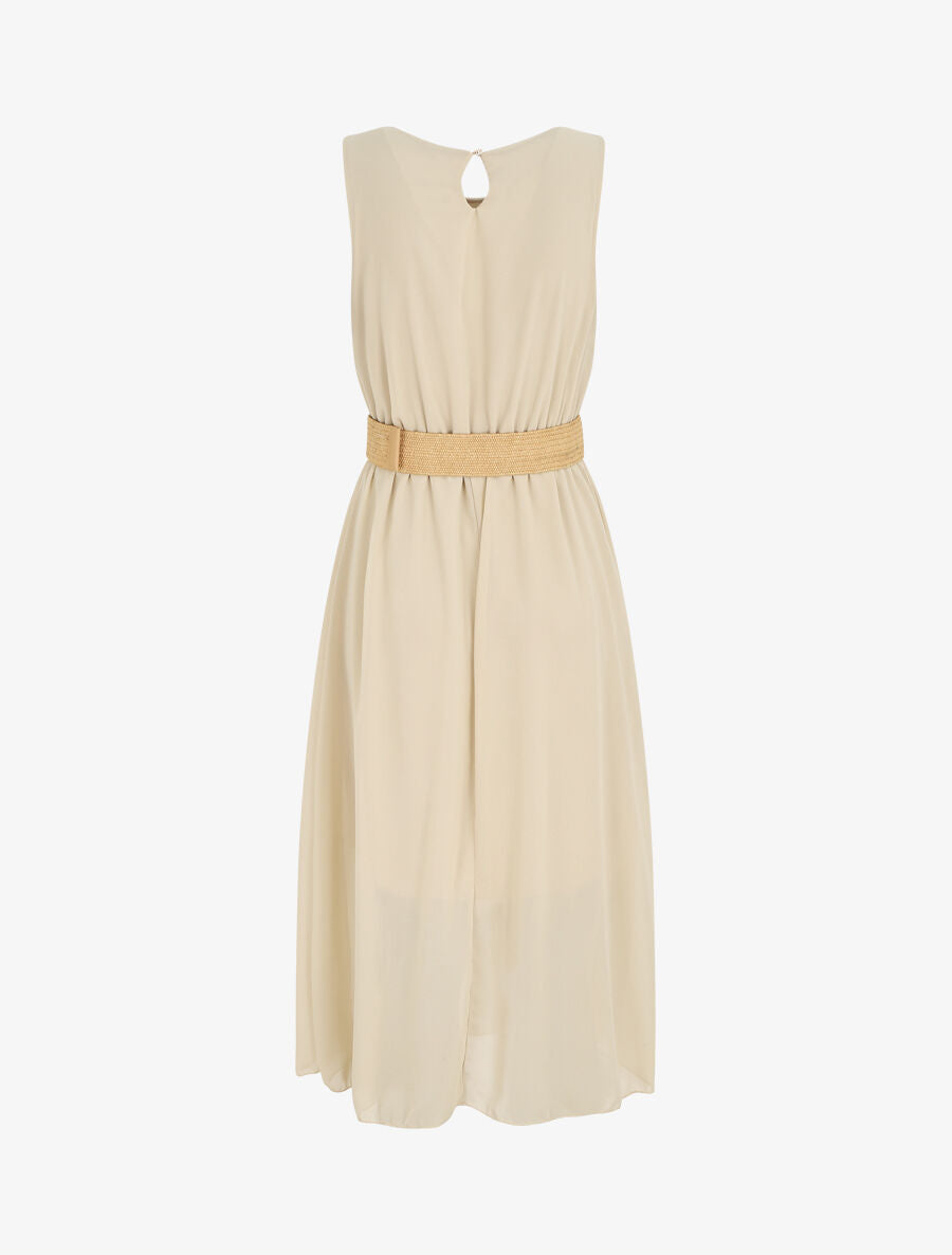 Robe longue sans manches en voile - Beige - 2