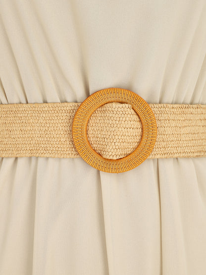 Robe longue sans manches en voile - Beige - 3