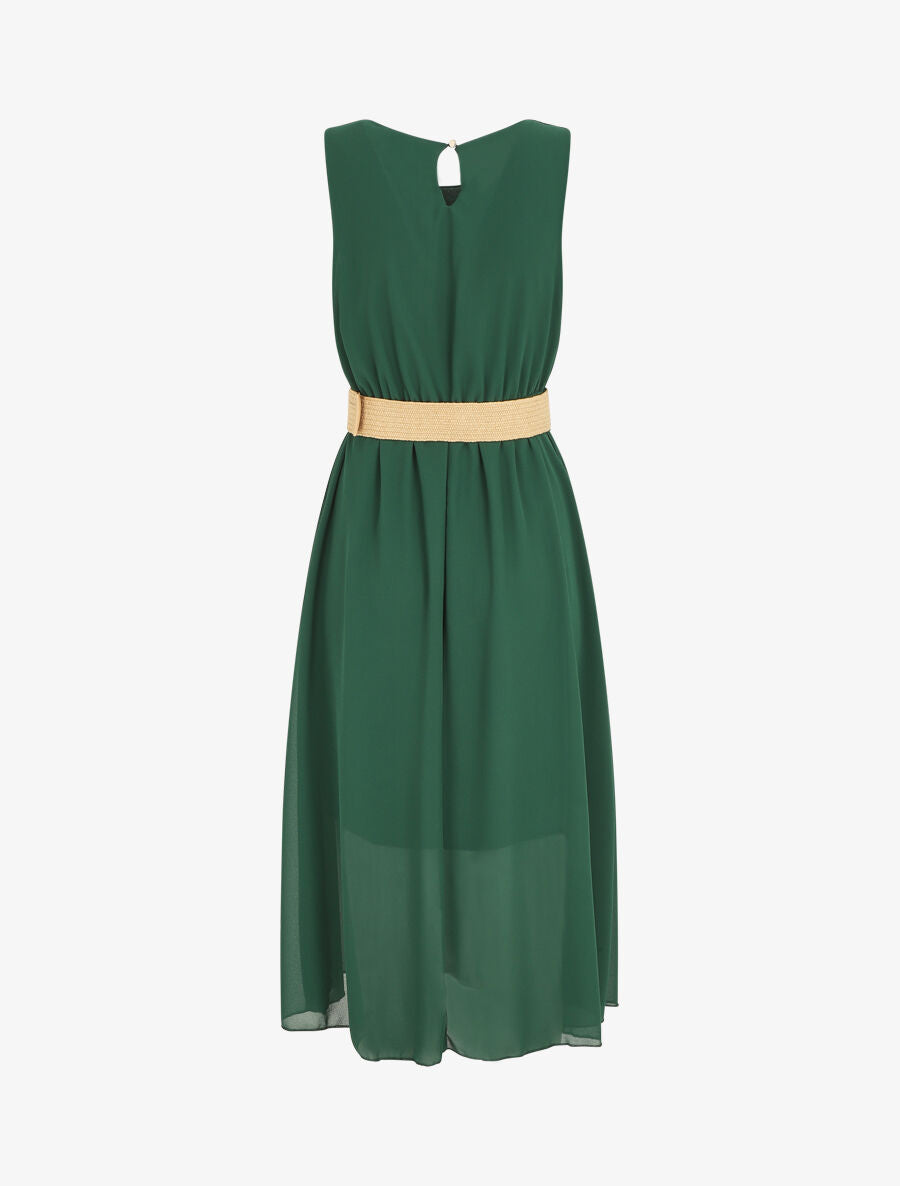 Robe longue sans manches en voile - Vert - 2
