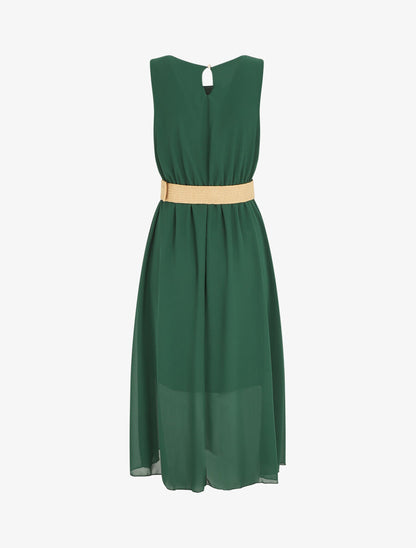 Robe longue sans manches en voile - Vert - 2
