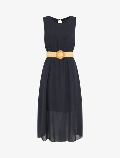 Robe longue sans manches en voile - Marine - 5