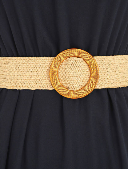 Robe longue sans manches en voile - Marine - 3