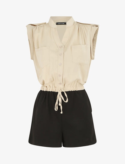 Combishort fluide sans manches - Beige - 5