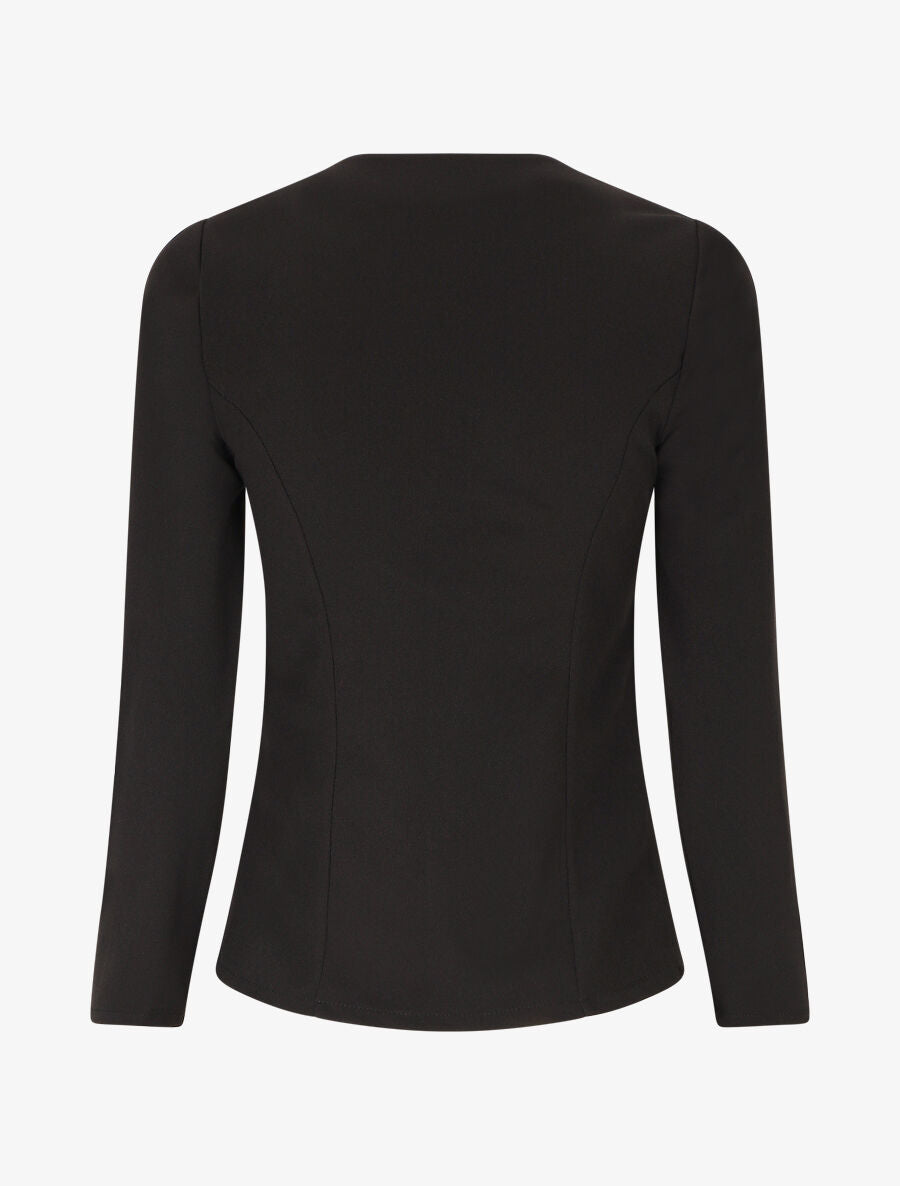 Veste fluide unie col cascade - Noir - 2