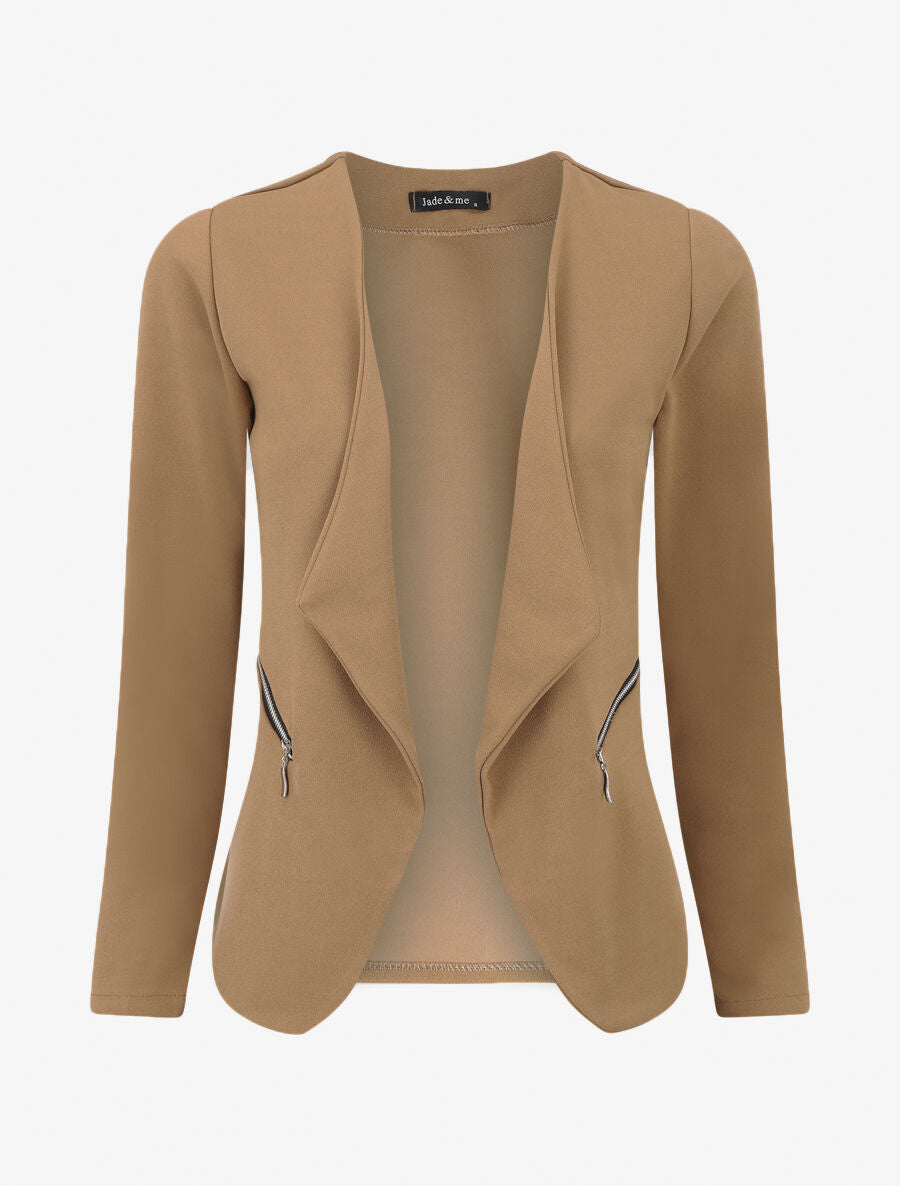 Veste fluide unie col cascade - Camel - 5
