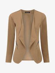 Veste fluide unie col cascade - Camel - 5