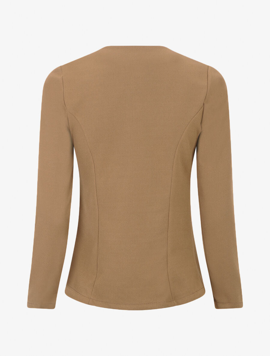 Veste fluide unie col cascade - Camel - 2