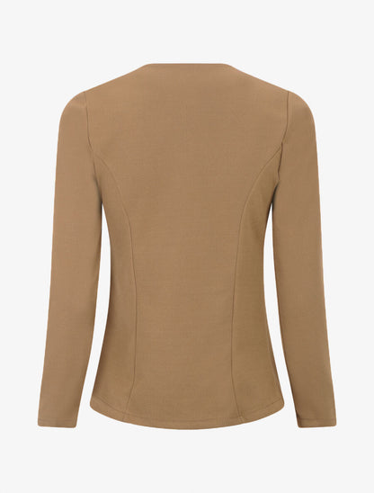 Veste fluide unie col cascade - Camel - 2