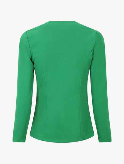 Veste fluide unie col cascade - Vert - 2