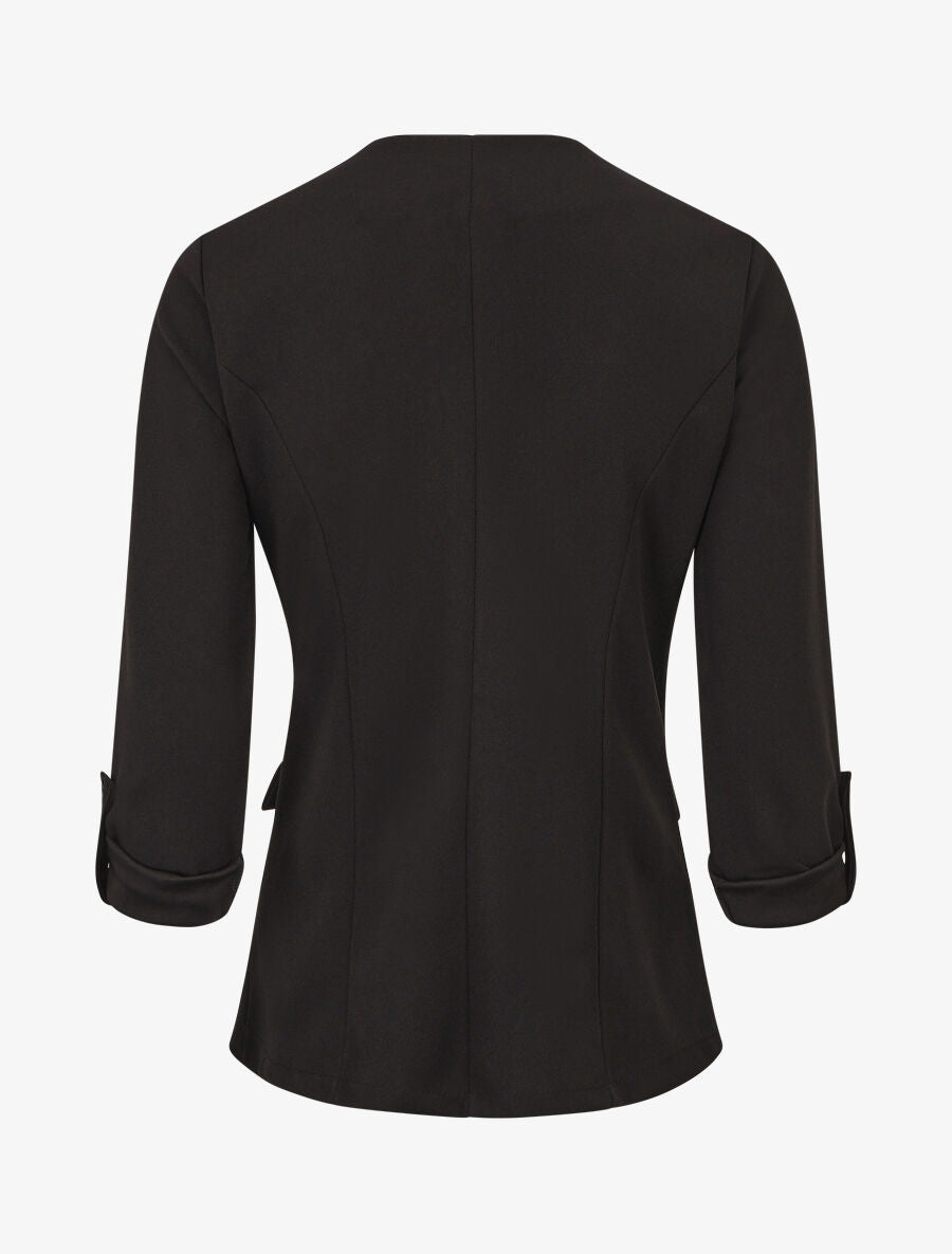 Veste droite unie col cascade - Noir - 2