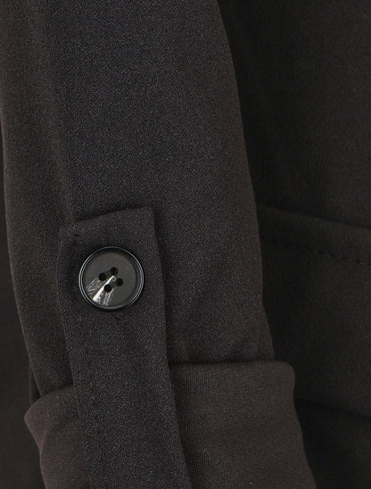 Veste droite unie col cascade - Noir - 3