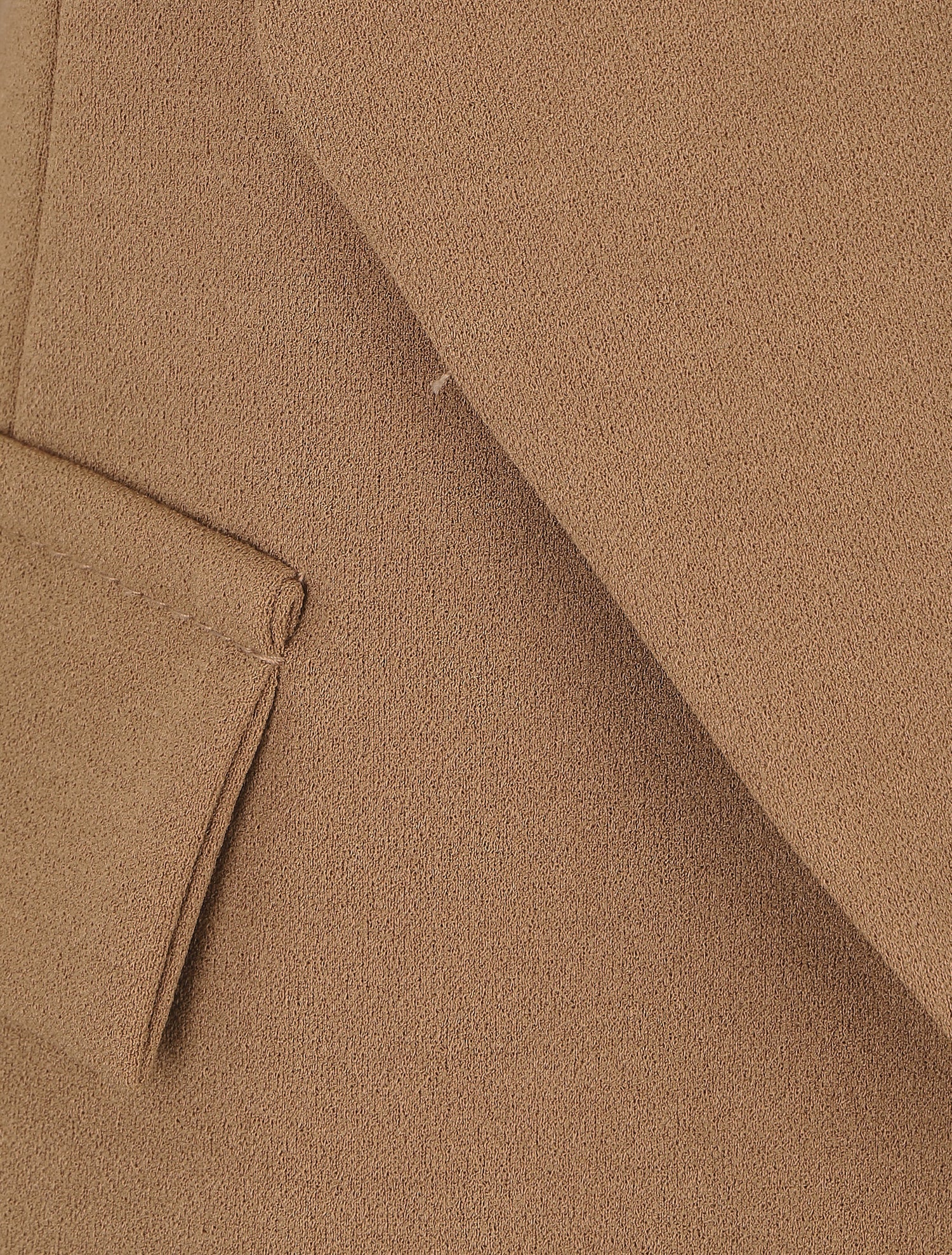 Veste droite unie col cascade - Camel - 3