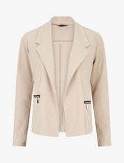 Blazer fluide uni à poches zippées - Beige - 1