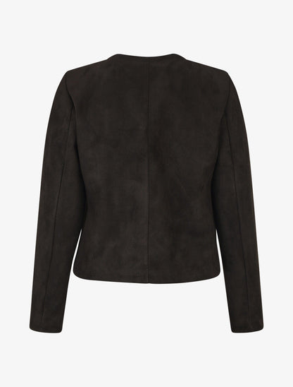 Veste droite unie en suédine - Noir - 2