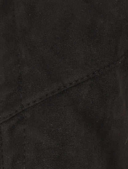 Veste droite unie en suédine - Noir - 3