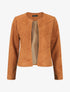 Veste droite unie en suédine - Camel - 5