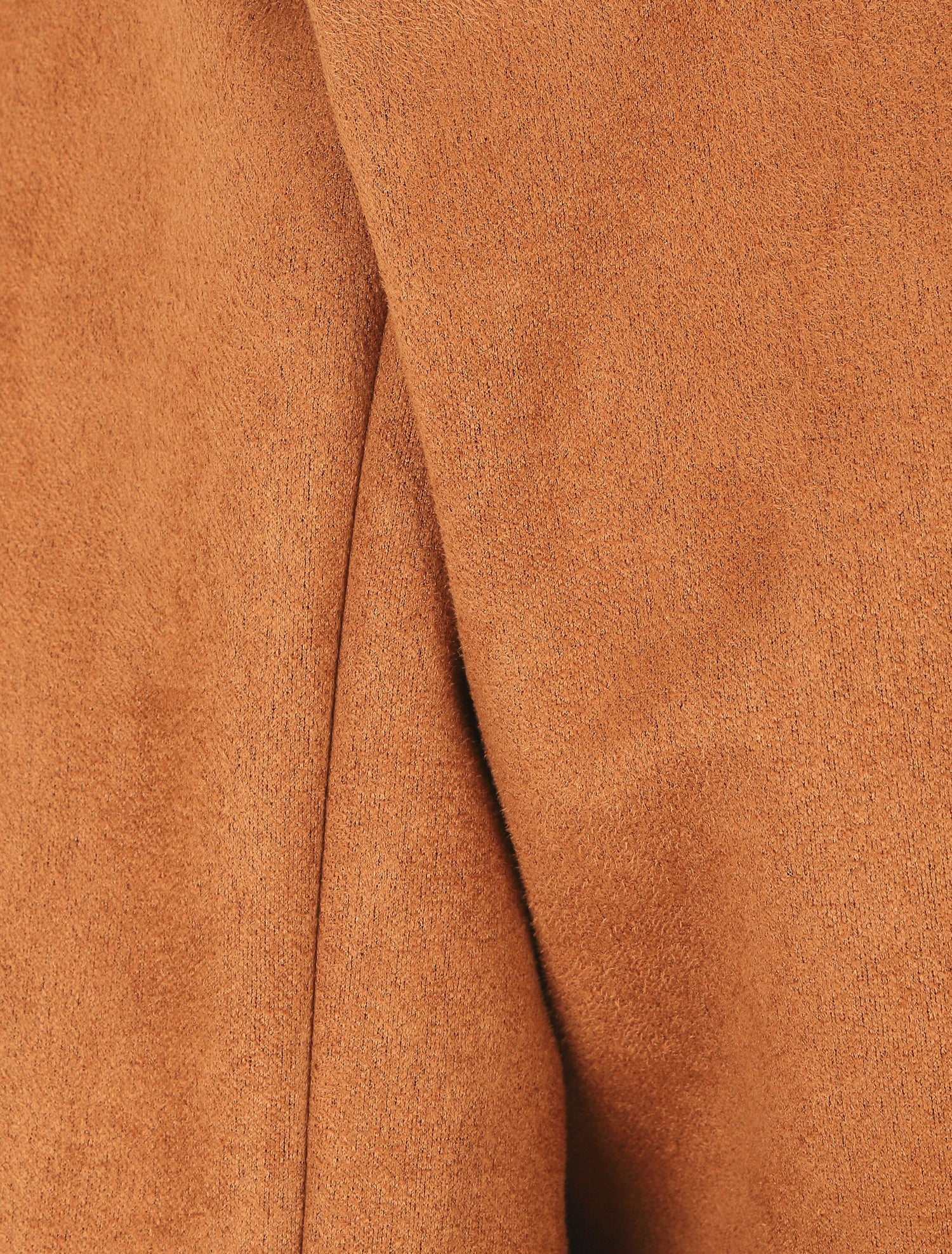 Veste droite unie en suédine - Camel - 3