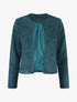 Veste droite unie en suédine - Bleu canard - 1