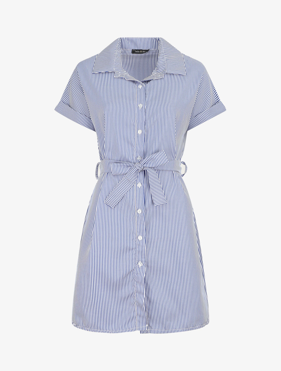Robe chemise rayée manches courtes - Bleu - 5