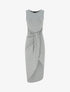 Robe drapée longue unie sans manches - Gris chiné - 1