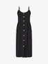 Robe longue boutonnée unie à fines bretelles - Noir - 1