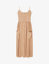Robe longue boutonnée unie à fines bretelles - Beige - 1