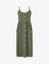 Robe longue boutonnée unie à fines bretelles - Kaki - 5