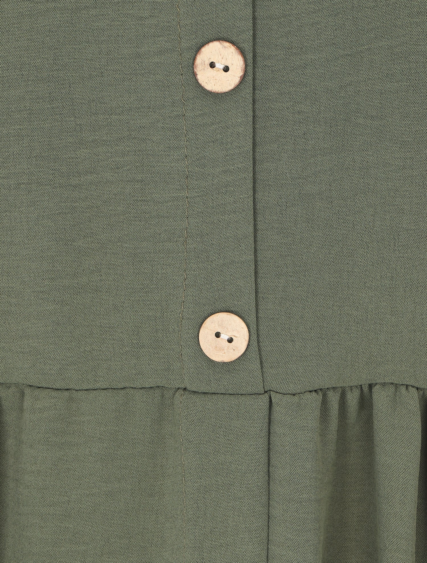 Robe longue boutonnée unie à fines bretelles - Kaki - 3