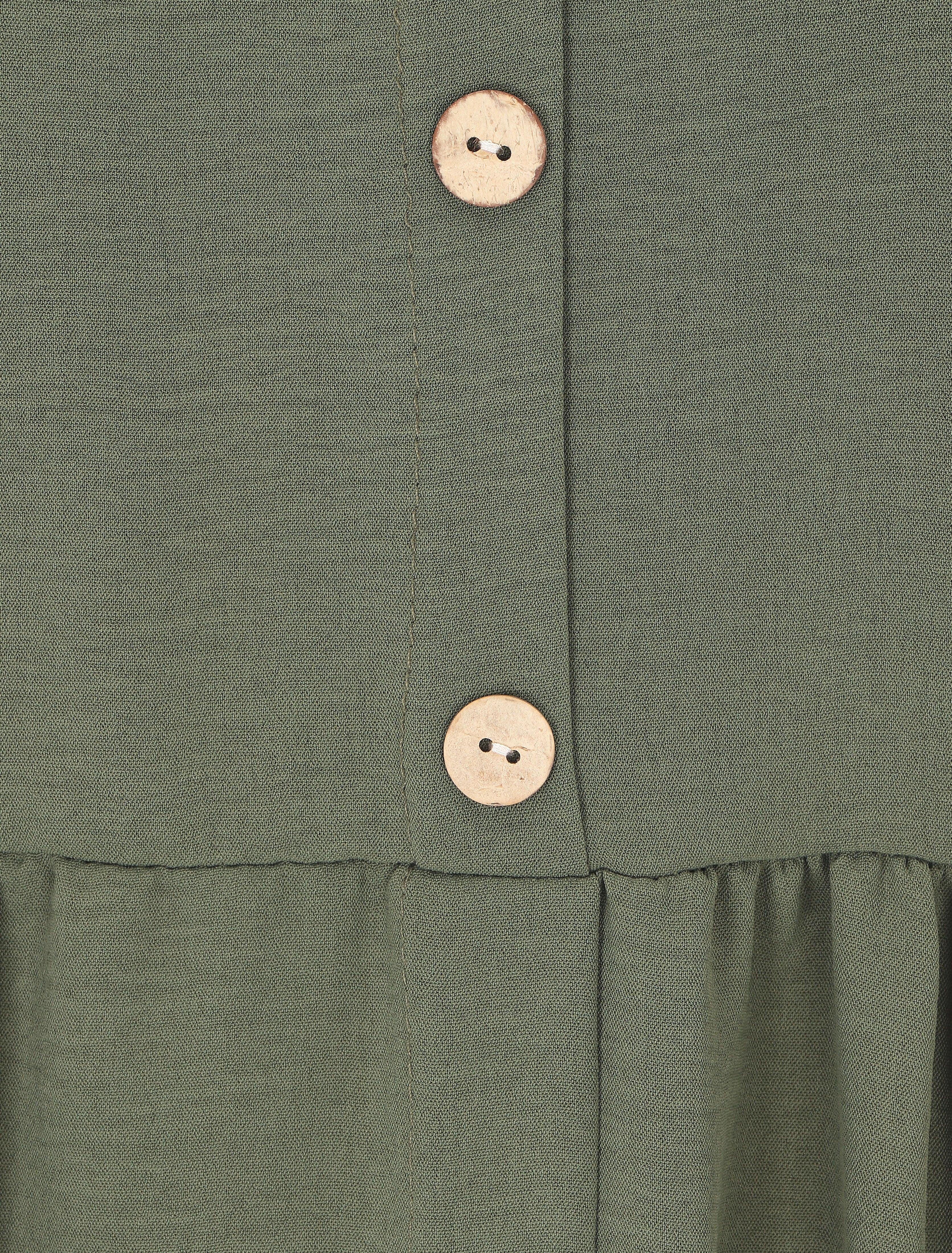 Robe longue boutonnée unie à fines bretelles - Kaki - 3