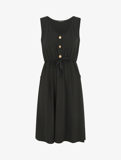 Robe mi-longue fluide - Noir - 4