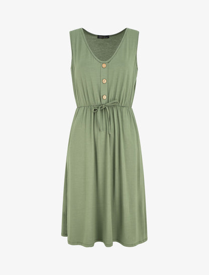 Robe mi-longue fluide - Kaki - 1