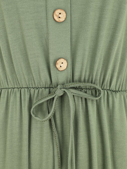 Robe mi-longue fluide - Kaki - 3