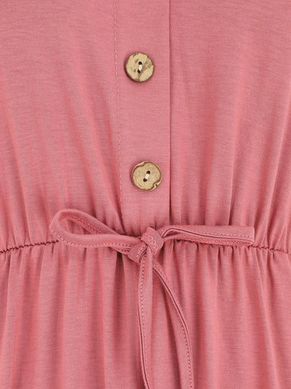 Robe mi-longue fluide - Vieux rose - 3