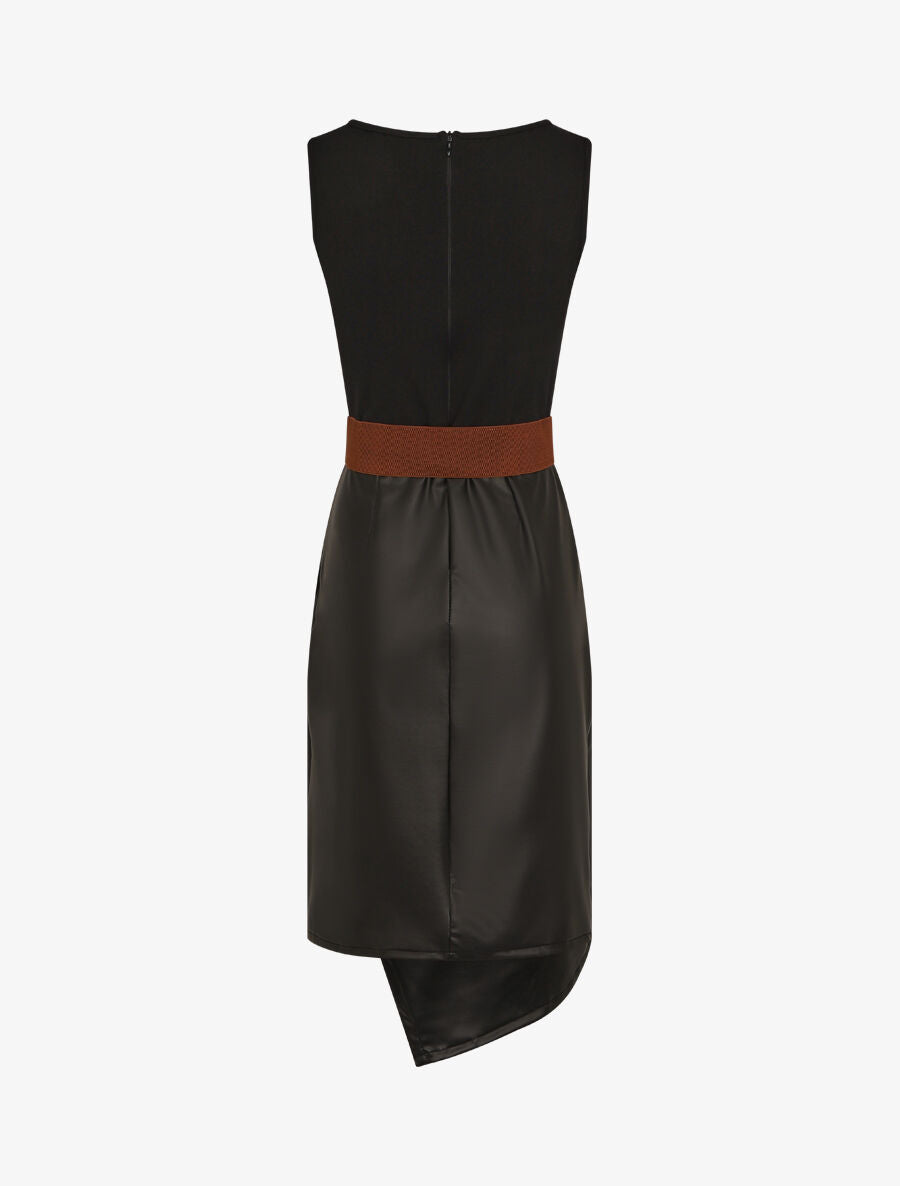 Robe ajustée style portefeuille sans manches - Noir - 2