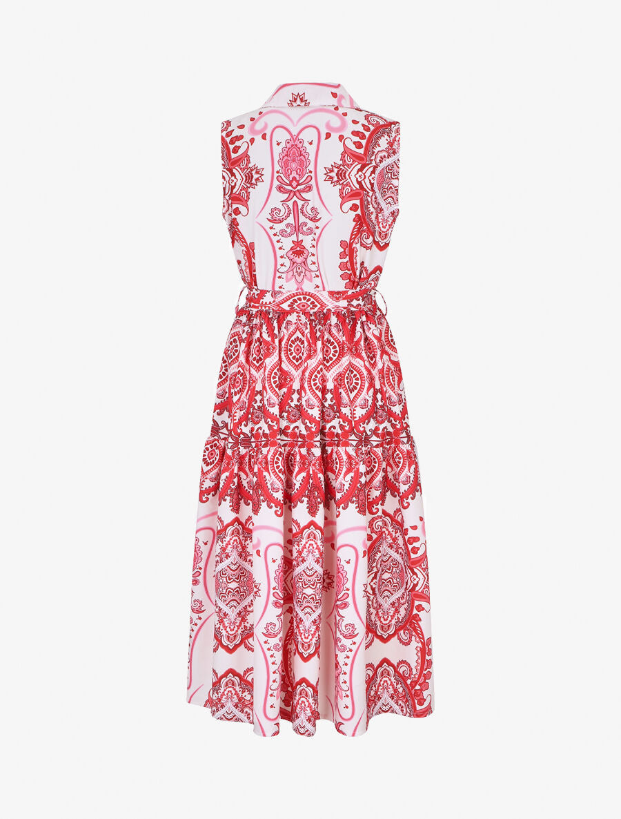 Robe longue évasée à imprimé fleuri - Rouge - 2