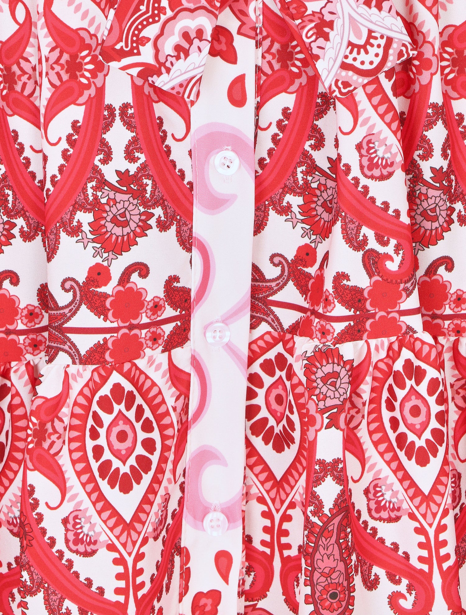 Robe longue évasée à imprimé fleuri - Rouge - 3