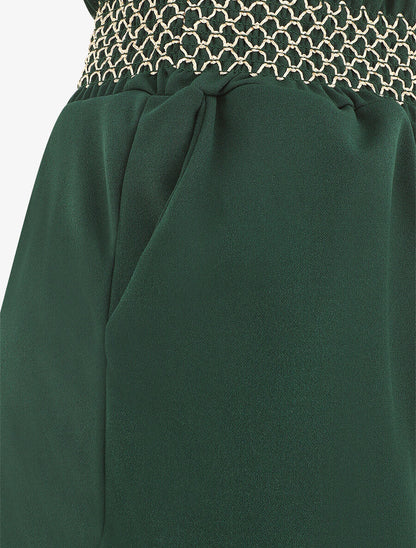 Short à taille élastiquée et à revers - Vert sapin - 3
