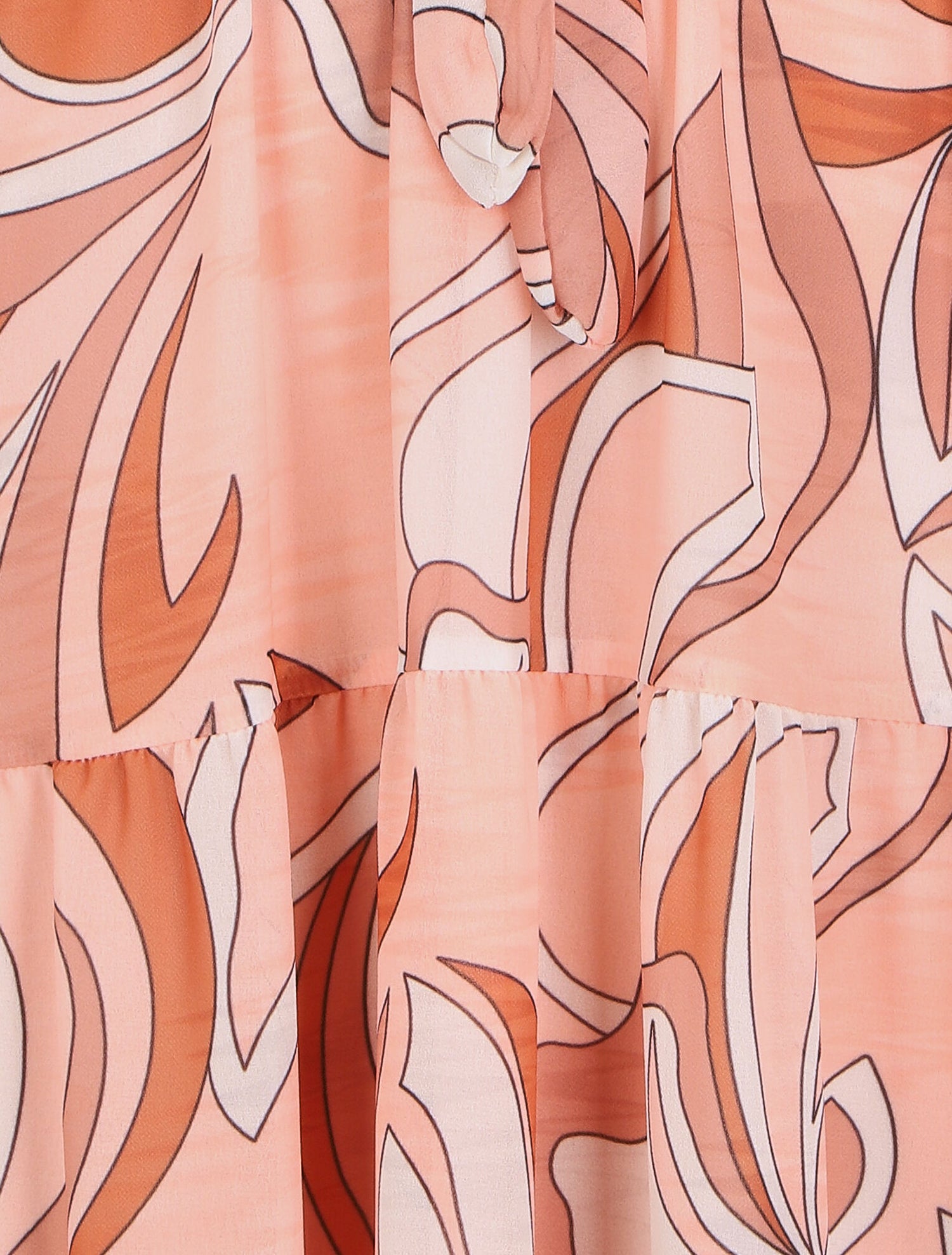 Robe fleurie évasée longue sans manches - Pêche - 3