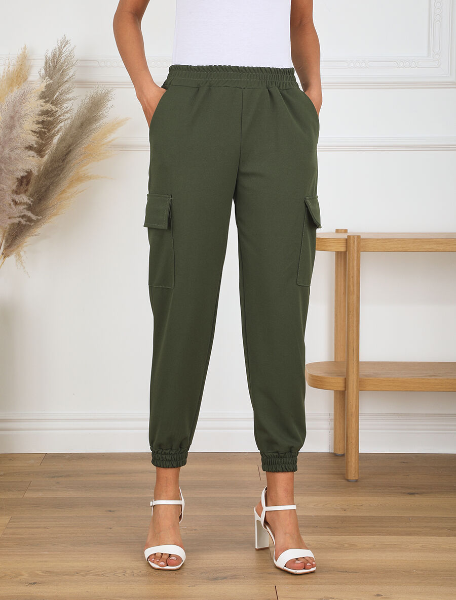 Jogging cargo taille haute - Kaki - 4