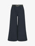 Pantalon large uni taille haute - Marine - 1
