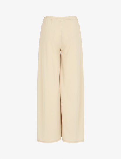 Pantalon fluide uni à boutons décoratifs - Beige - 2