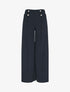 Pantalon fluide uni à boutons décoratifs - Marine - 1