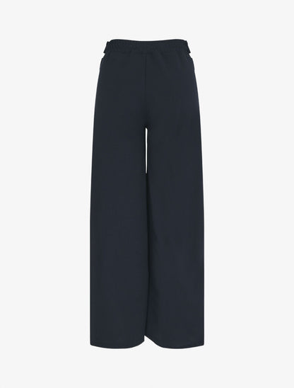 Pantalon fluide uni à boutons décoratifs - Marine - 2